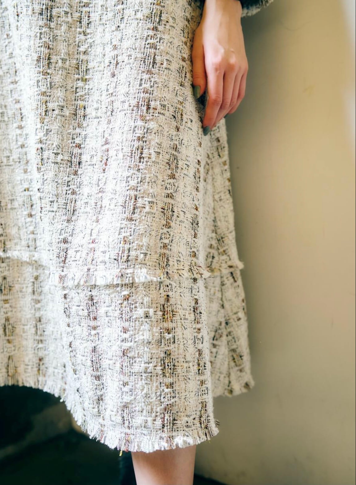 【anana】セットアップ可 ラメツイードミモレ丈スカート a89-045