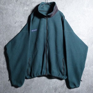 90s “Columbia” green nylon switching design fleece jacket