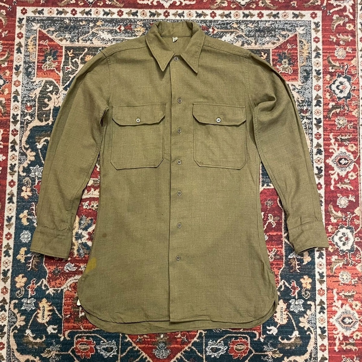30s 米軍実物 US ARMY M-1937 ヴィンテージ 長袖 ウール シャツ 