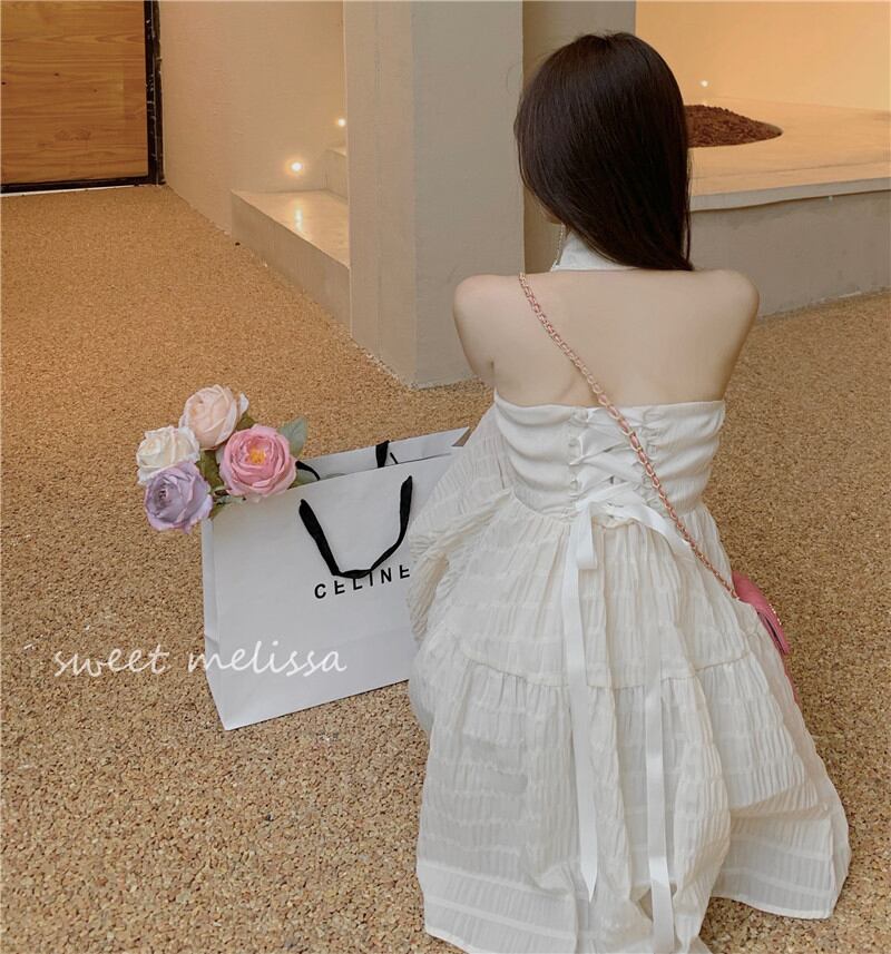 ホルタードレス サマースタイルショートスカート 大人ガーリー スウィート キュート カジュアル 夏物 ブラックストロベリース56995837329