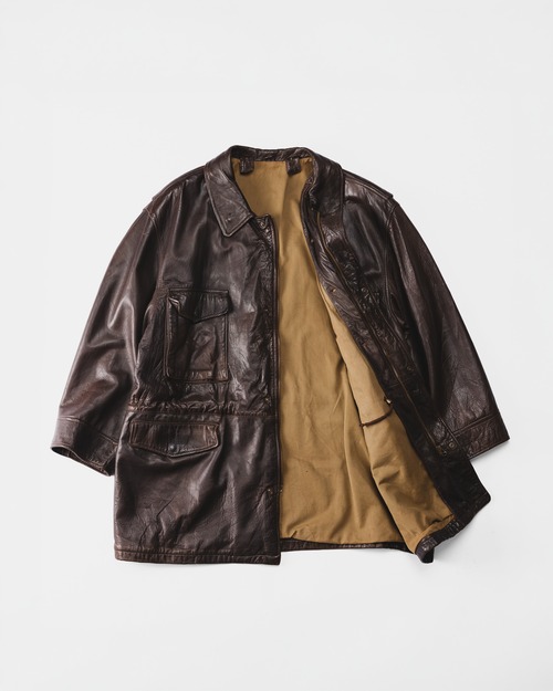 [Late 1980s-Early 1990s] "HUGO BOSS" Sheepskin M-65 Style Leather Jacket