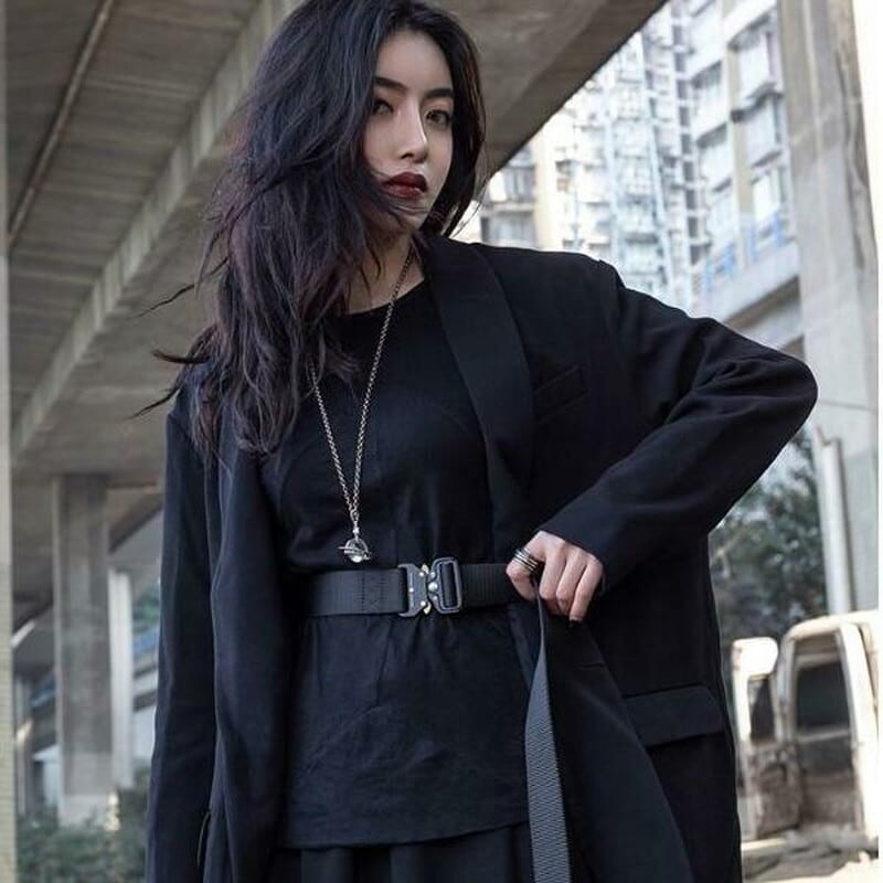 サブカル 服 地雷系 通販 ゴシック系 キャンパスベルト タクティカルベルト メタルバックル ワンタッチ着脱 ユニセックス