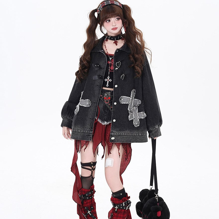 希少 BODY LINE ゴスロリ パンクロック クロス チェーン ジャケット レア 】BODY LINE ゴスロリ パンクロック クロス チェーンジャケット