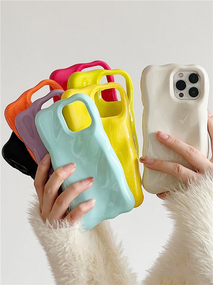 iPhone14 ProMax/13/12ケース もちもち 立体的 無地 可愛い 八色