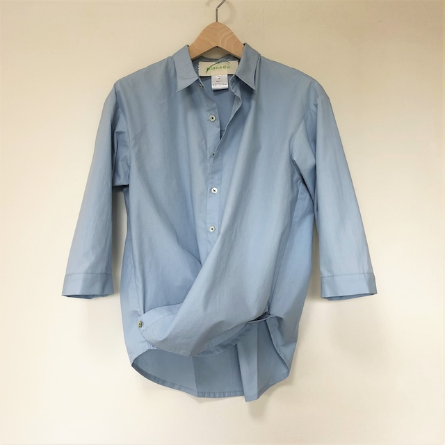 BL-268　オーガニックコットンブロード８分袖 カシュクールシャツ/ planedoイニシャル刺繍