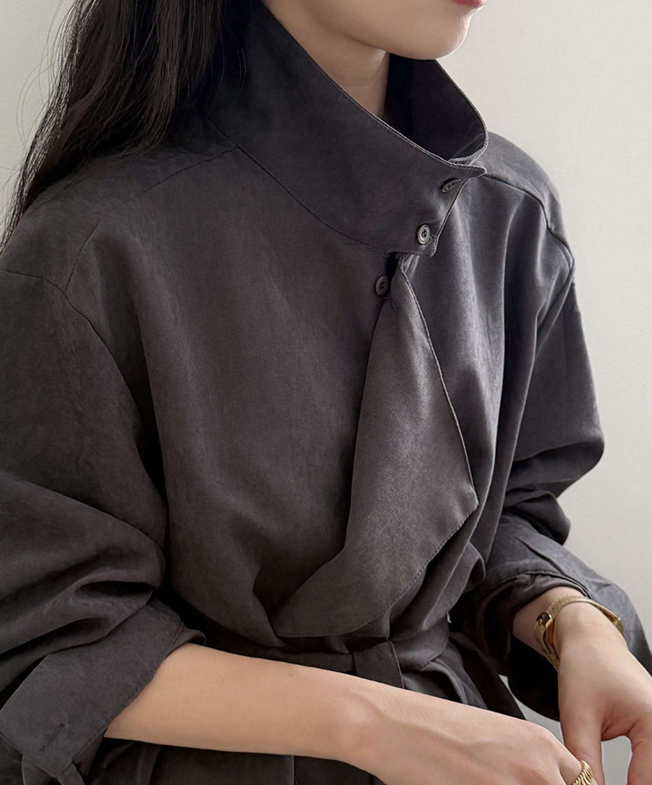 アシンメトリードレープシャツジャケット A0637 - 7