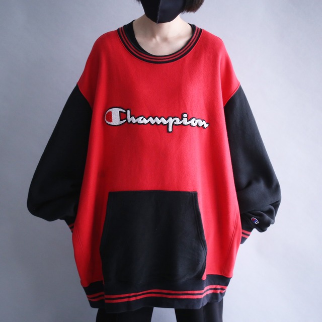 "Champion" XXL super big silhouette bi-color and logo wappen sweat