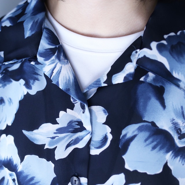 beautiful flower pattern over silhouette see-through shirt