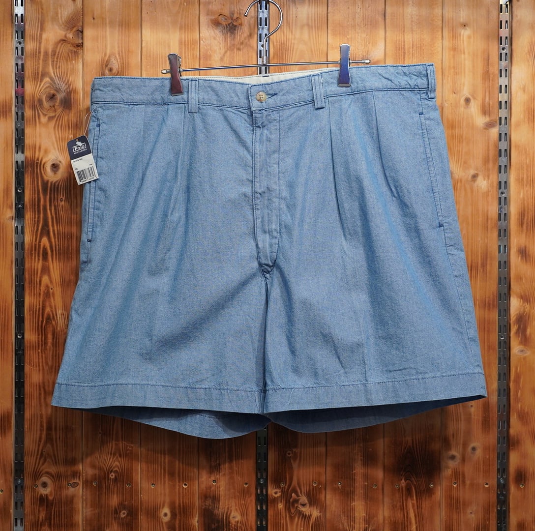 デッドストック 90s USA製 ralphlauren シャンブレー ショーツ W40 /ラルフローレン ハーフパンツ
