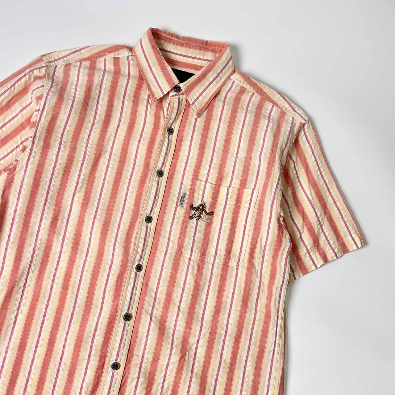 Jean Louis Fradet ジャンルイフラデ ストライプ シアサッカー 半袖シャツ M/マルチ メンズ