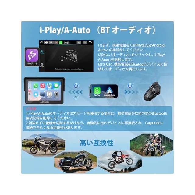Carpuride スマートモニター バイクナビ 手元デダイヤルコントロール
