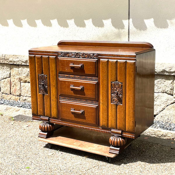 昭和レトロ ラタンサイドボード テレビ台 古家具 2段4杯 引き出し箪笥