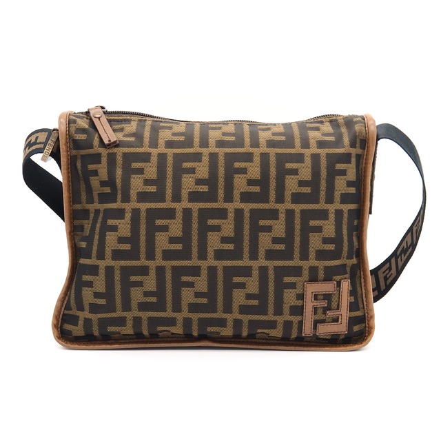 FENDI ショルダーバッグ ナイロンキャンバス ブラウン ズッカ フェンディ