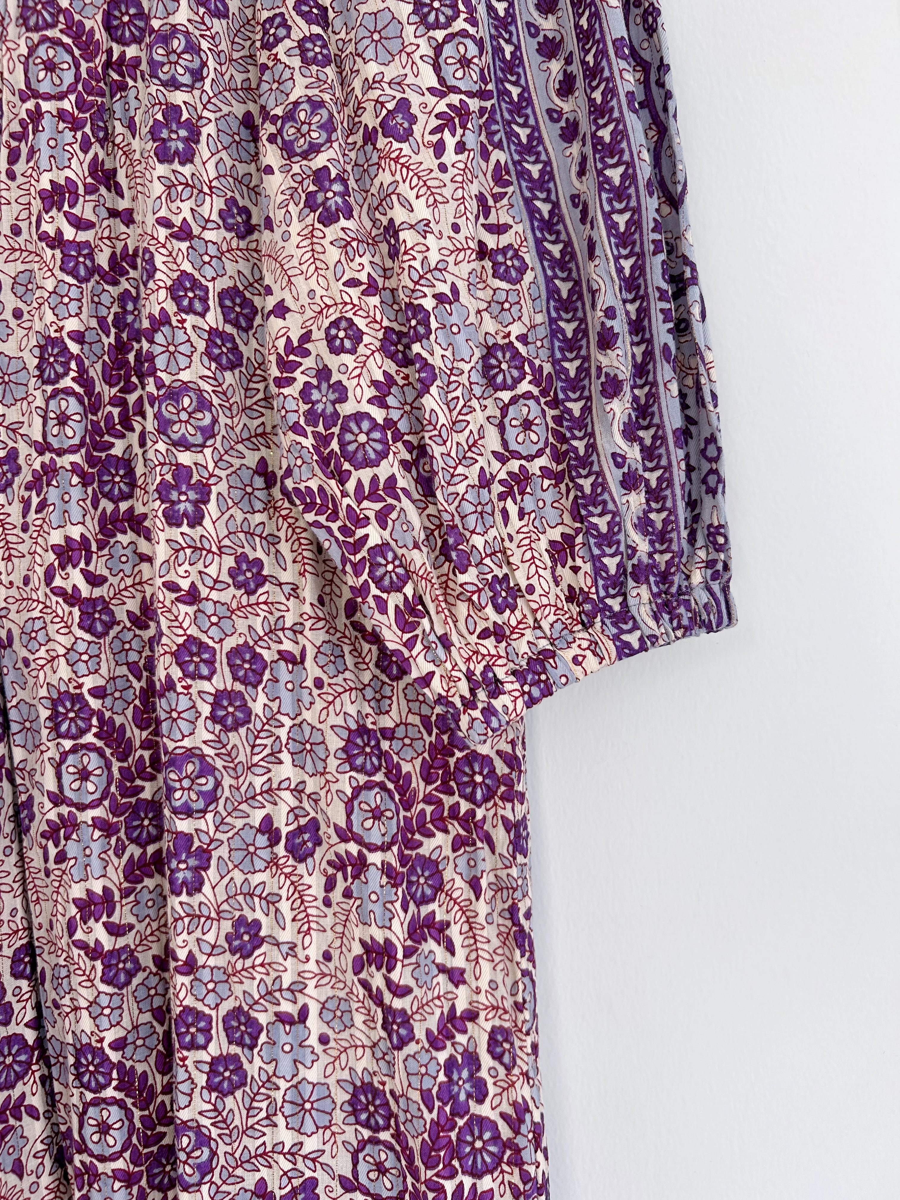 Sara Mallika Cotton Jacquard Flower Print Yoke Dress | KOKO