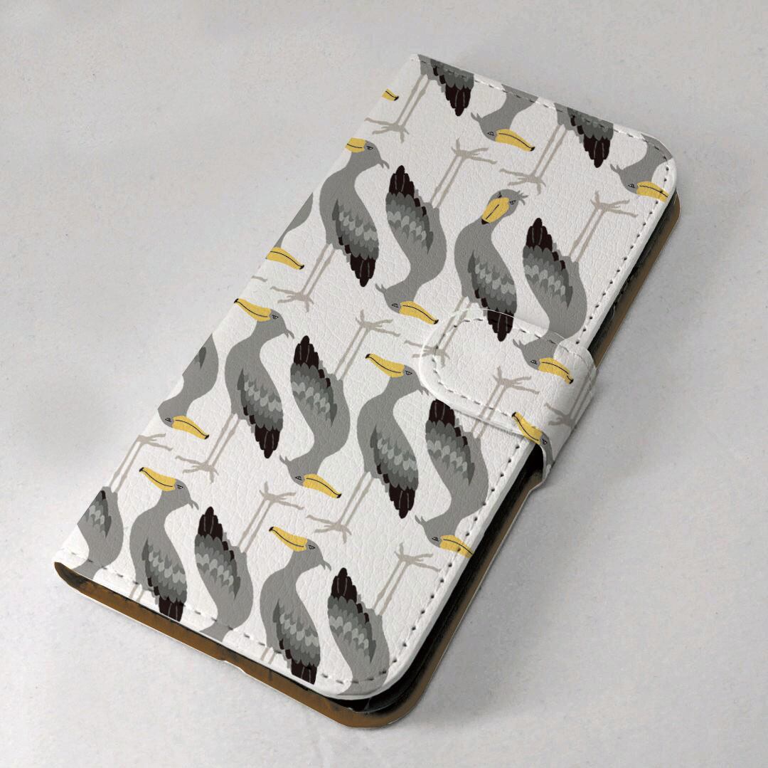 TORINOS 全機種対応　手帳型スマホケース　（対応専用ケース、カメラホール付）　ハシビロコウ  ツバメ　インコ　文鳥　オウム　鳥