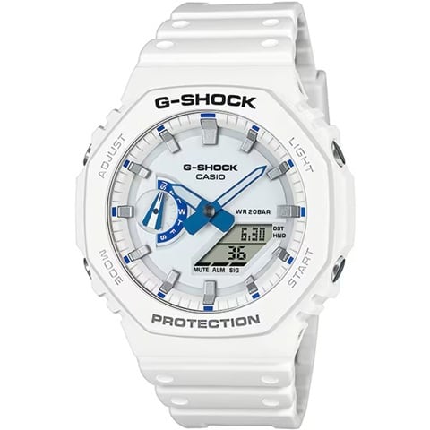 カシオ G-SHOCK GA-2100HDS-7AJF ホワイト&ブルー 夜光文字盤 20気圧