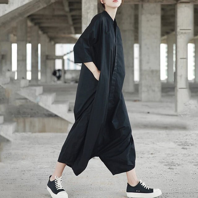 ブラックオーバーオール 】oversized black overalls all-in-one ...