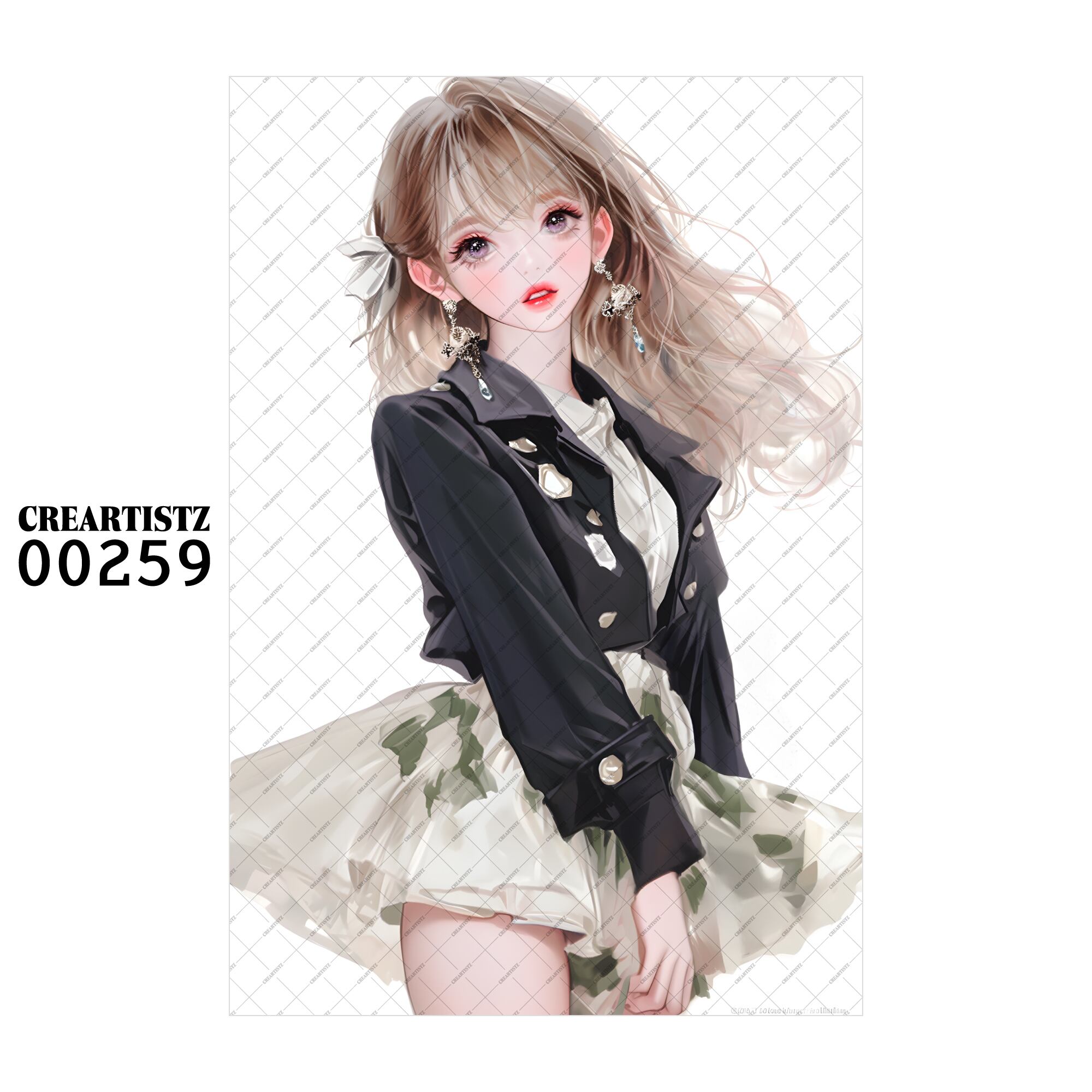 00259 ガール キュート オリジナル ペーパー/ステッカー 4枚セット CREARTISTZ