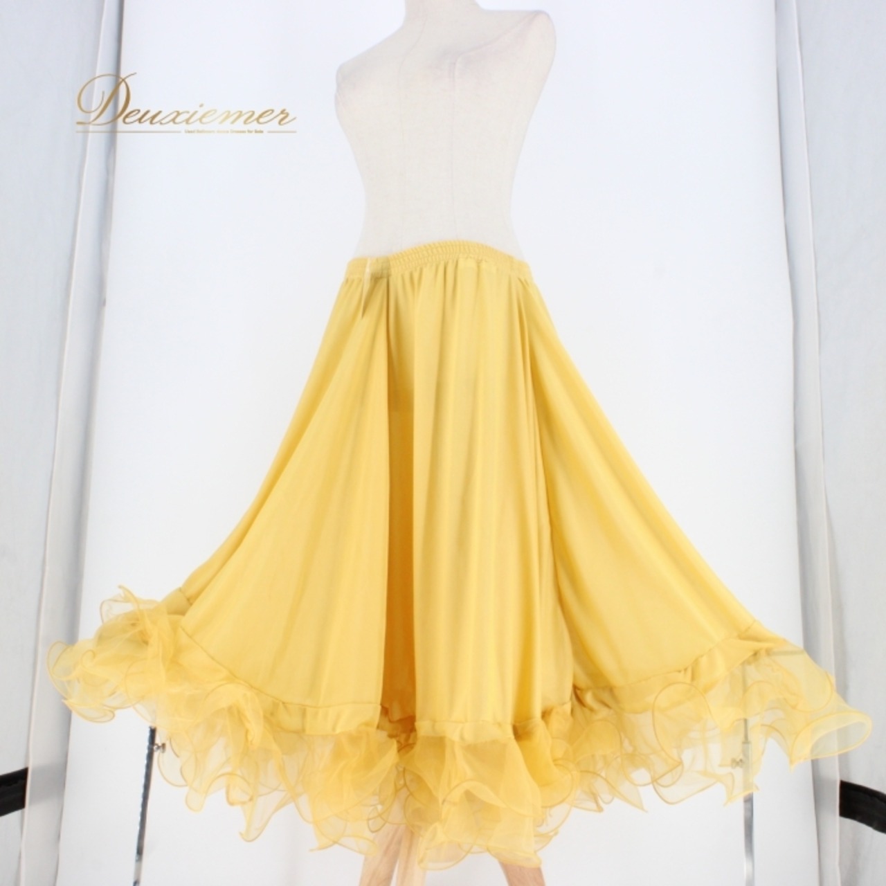 社交ダンス 衣装 スタンダード パニエ スカート ペチコート レッスンウェア prima boutique プリマブティック イエロー系 マスタード からし色 無地 フレアスカート ダンスウェア レディース おしゃれ カジュアル 伸縮性 軽量 厚さ薄め 日常使い 活動着 コスチューム パーティー用 体型カバー ステージ用 着心地良い 便利アイテム 交換可能 使いやすい
