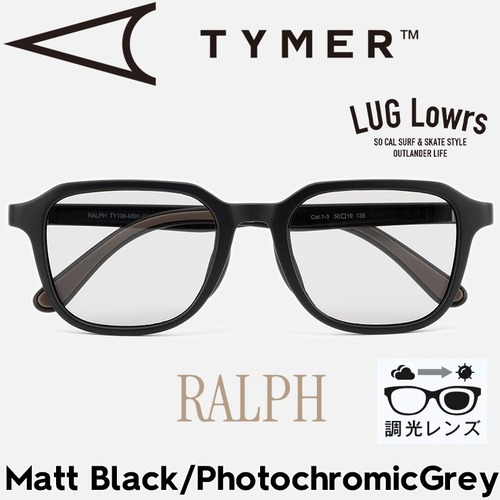 TYMER タイマー サングラス メンズ レディース スポーツサングラス ウェリントン型 RALPH ラルフ 調光レンズ Matt Black/Photochromic Grey TY106-MBK-PGY 日本代理店正規品