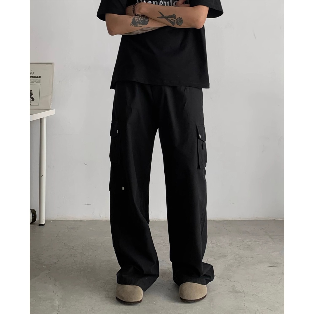 Wide leg cargo pants 0639 - 10