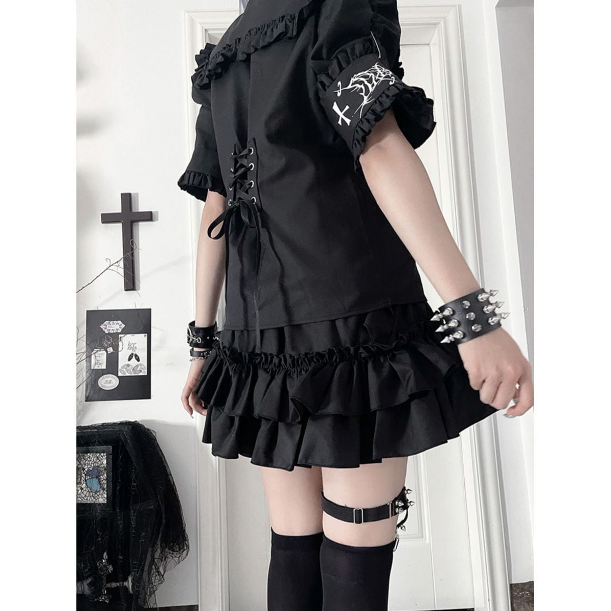 サブカル系フリルエプロン付きメイド服セット：スカート | Maiden's Rêve