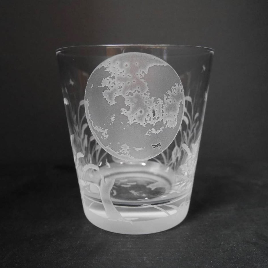 月猫グラス | 月光工房 GEKKO KO-BO サンドブラスト彫刻と月光のように