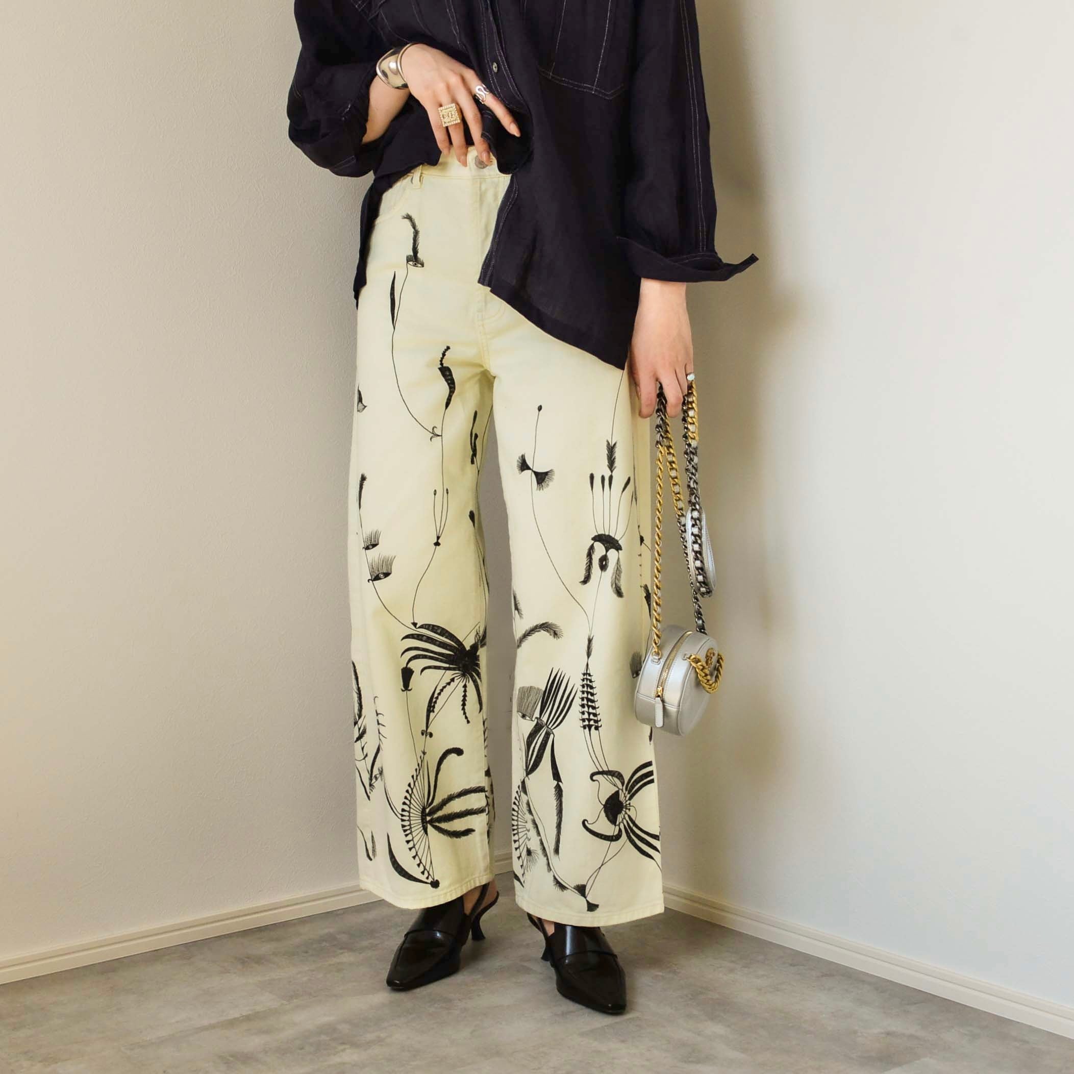 dries van noten outsider art white denim pants | pelican