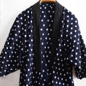 野良着 藍染 絣 雪ん子 あられ 木綿 着物 古布 ジャパンヴィンテージ リメイク素材 昭和 | noragi jacket indigo kimono cotton japanese fabric vintage kasuri snow arare