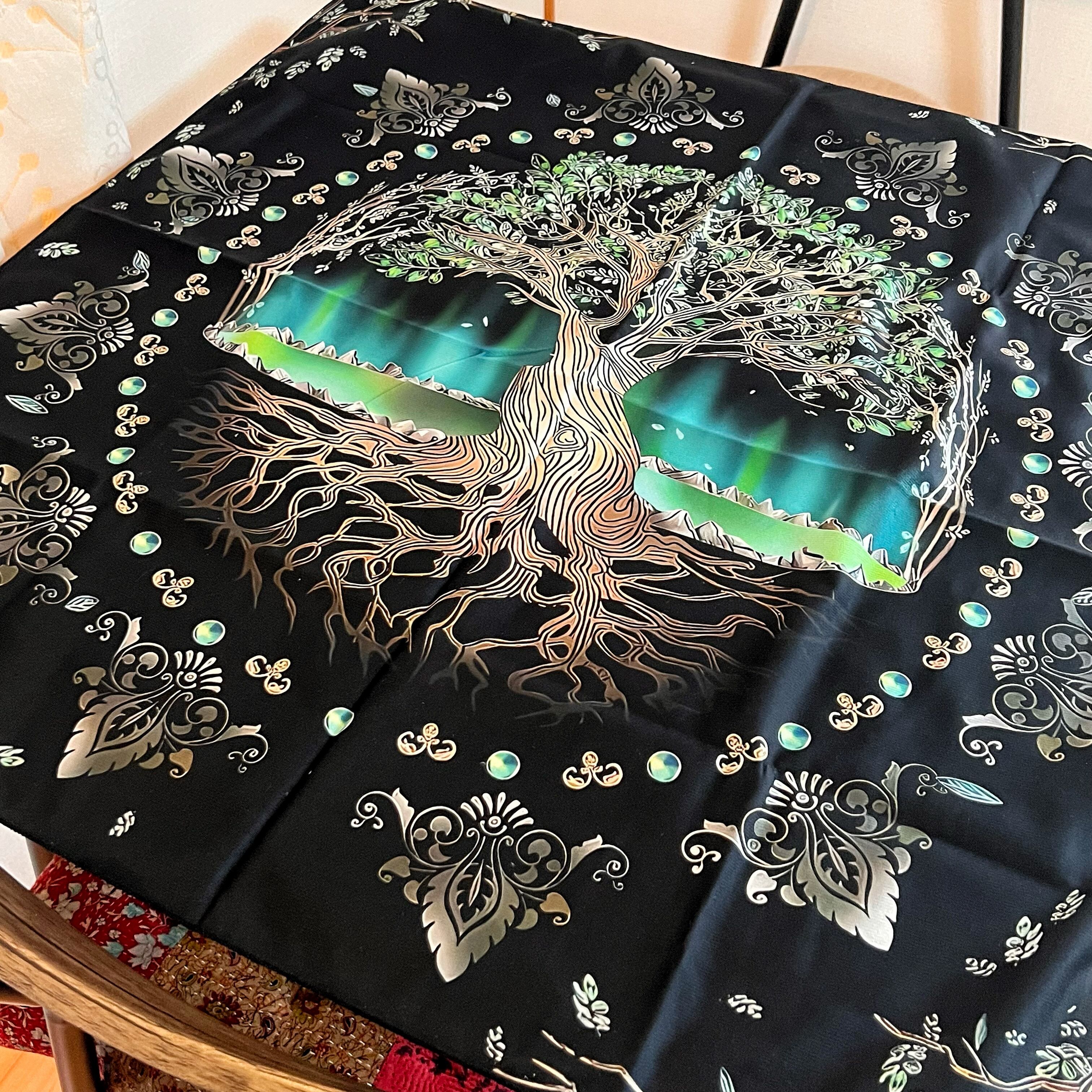 生命の樹 タロットクロス 幻想的 タペストリー テーブルクロス 75×75