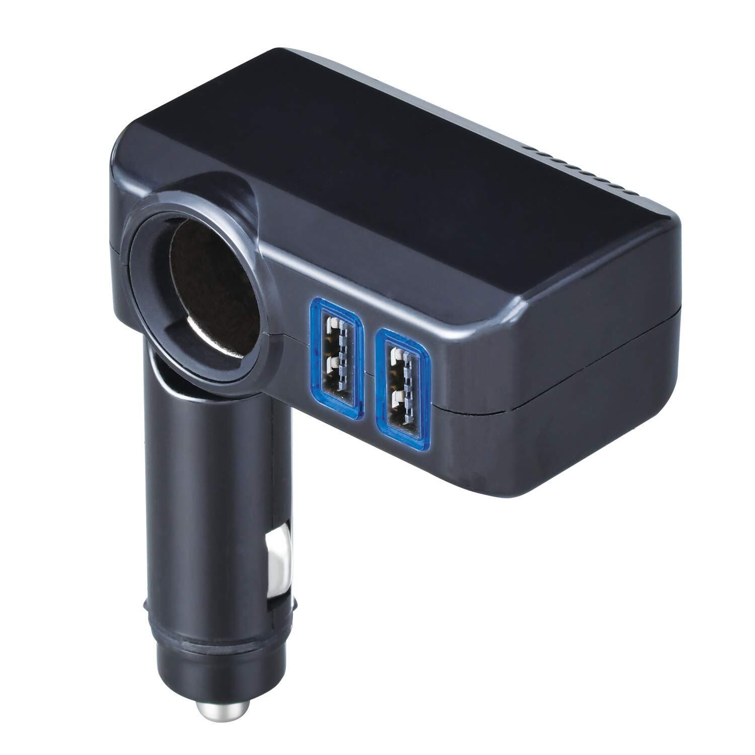 セイワ(SEIWA) 車内用品 シガーソケット増設分配器 ソケット1連+USB2ポート ダイレクト挿入タイプ ブラック DC12V専用 F310 USB出力 4.8A ブルーLED 角度調節 自動識別IC機能