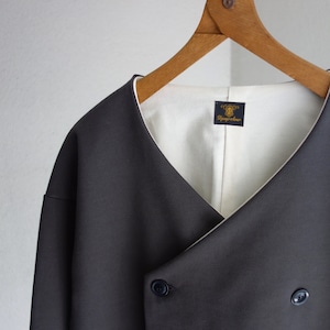 classic volendam no-collar jacket / d.grey