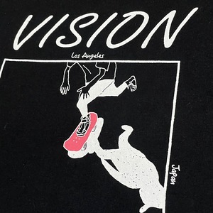 【VISION STREET WEAR】刺繍ロゴ バックプリント Tシャツ ストリート ボード スケボー イラスト ロゴ L 半袖 黒t ヴィジョンストリートウェア US古着