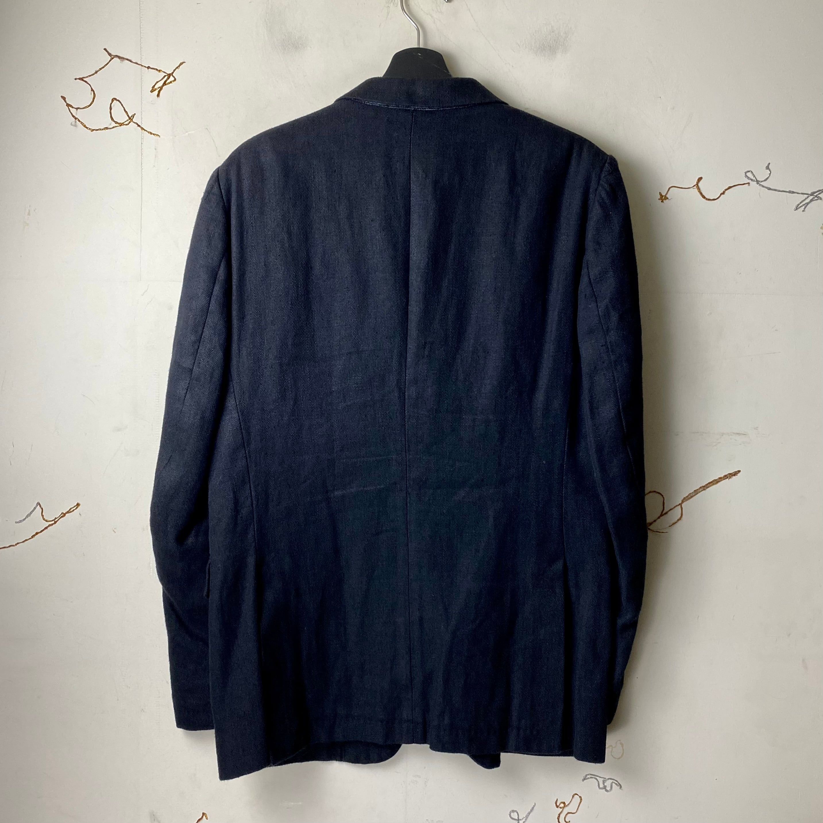 vintage DRIES VAN NOTEN black linen tailored jacket | NOIR ONLINE