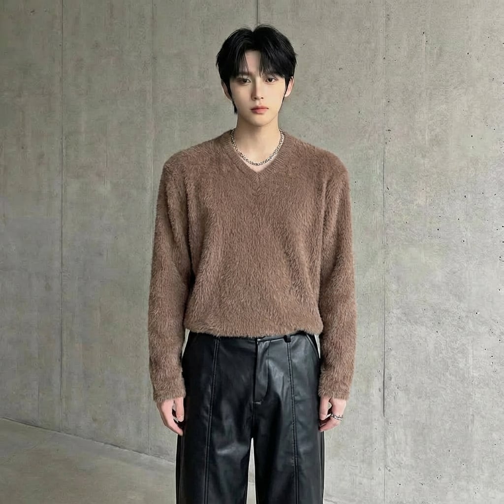 シャギータッチ Vネックルーズプルオーバー 3カラー D12231