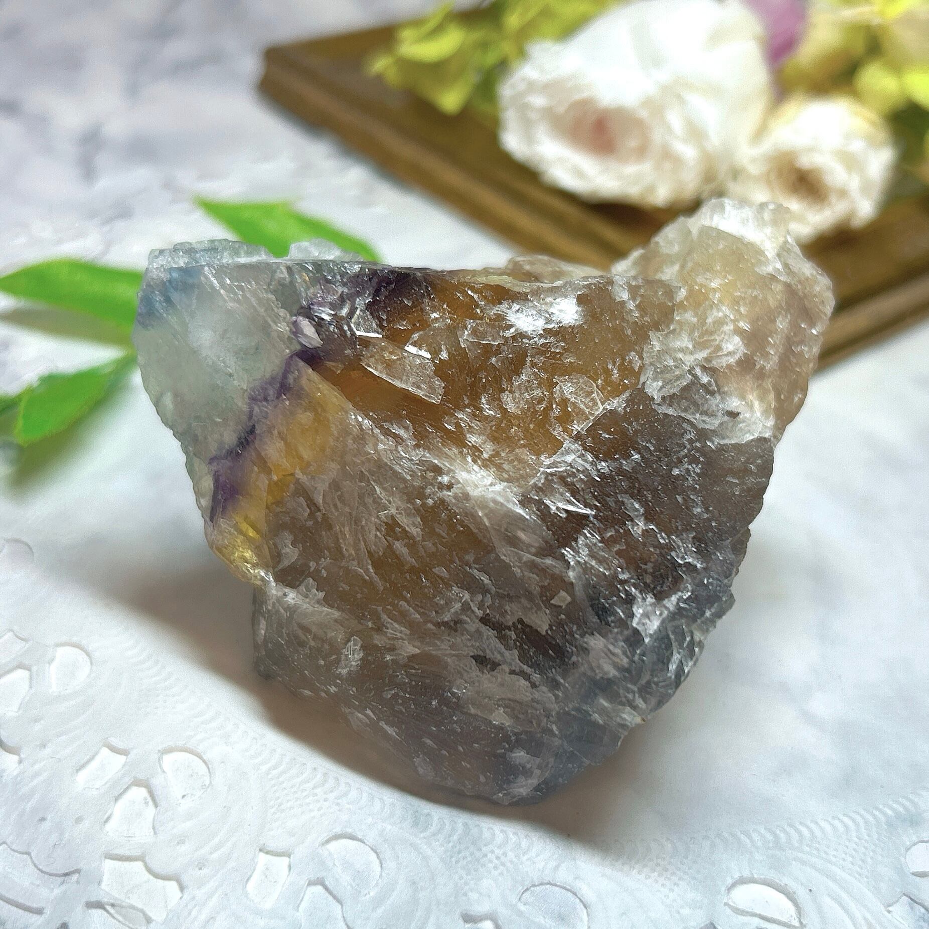 【7510】イエローフローライト＊黄色蛍石＊原石＊グラデーション＊天然石＊Fluorite