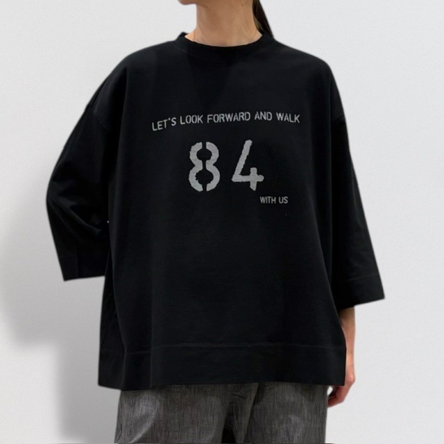 pousse ロゴ プリント  7分袖 Tシャツ