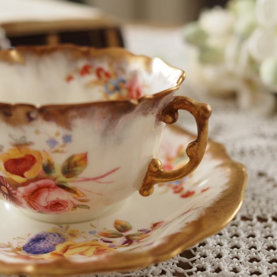 美品 英国Hammersley ハマースレイ ドレスデンスプレイ 手描きフラワー