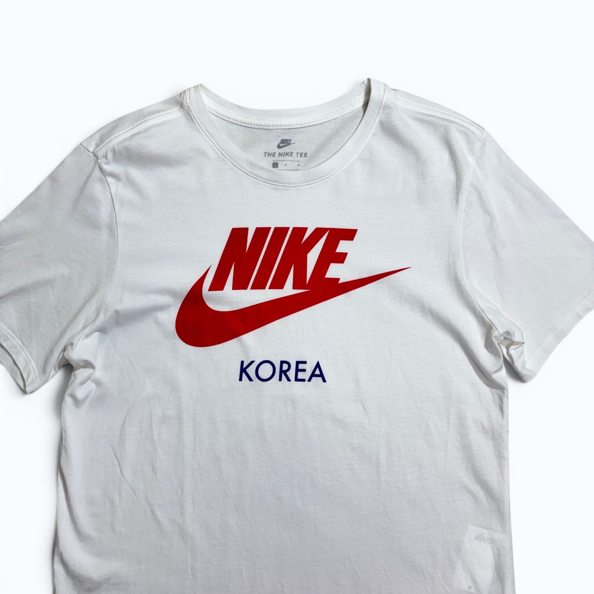 ★超希少！特大！「韓国 ナイキ ストア」限定 ポスター（額付）NIKE 古着屋 NIKE】ナイキ KOREA ビッグロゴTシャツ 韓国流通モデル ホワイト L