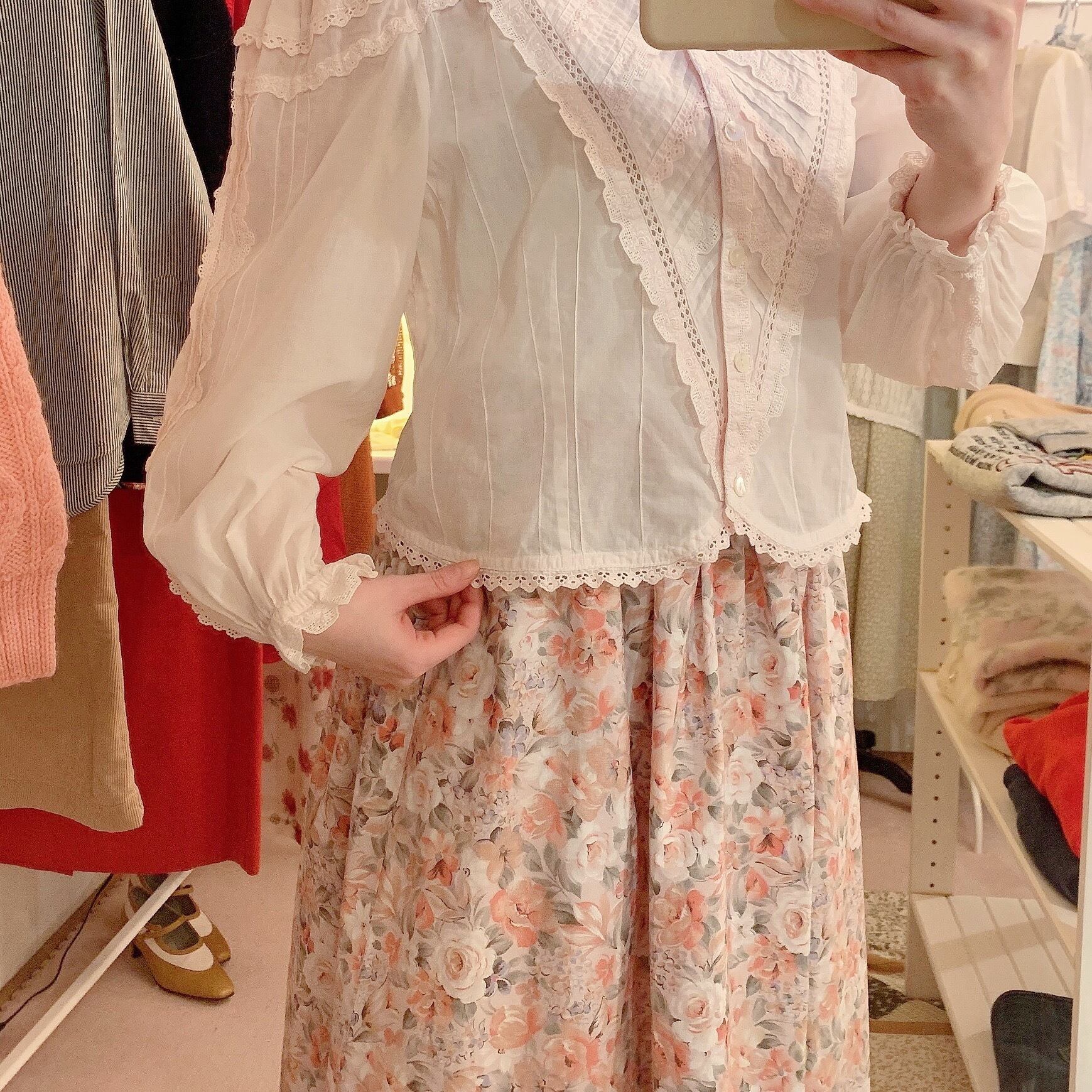 blossom pink cotton lace blouse