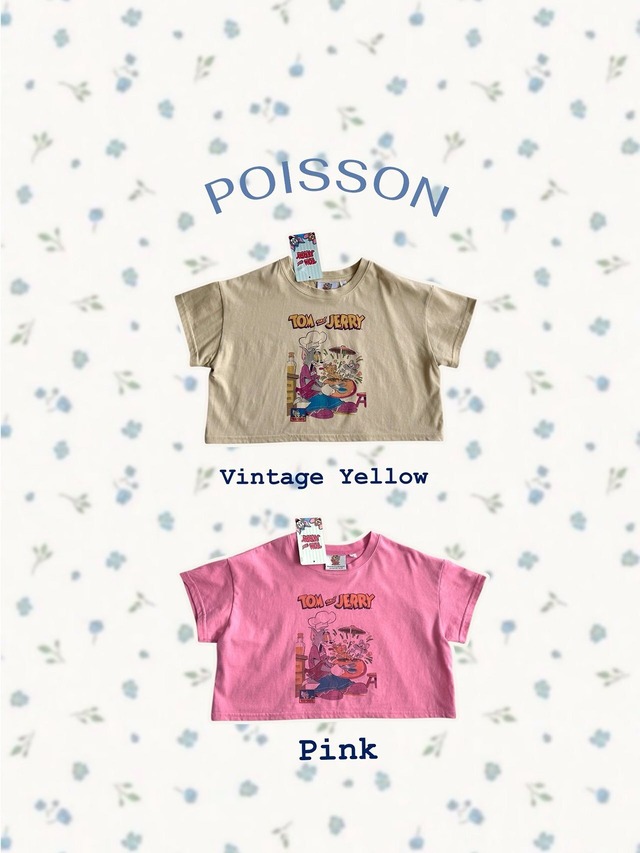 [予約] POISSON - TOM JERRY comic T-shirt ( vintage yellow / pink )