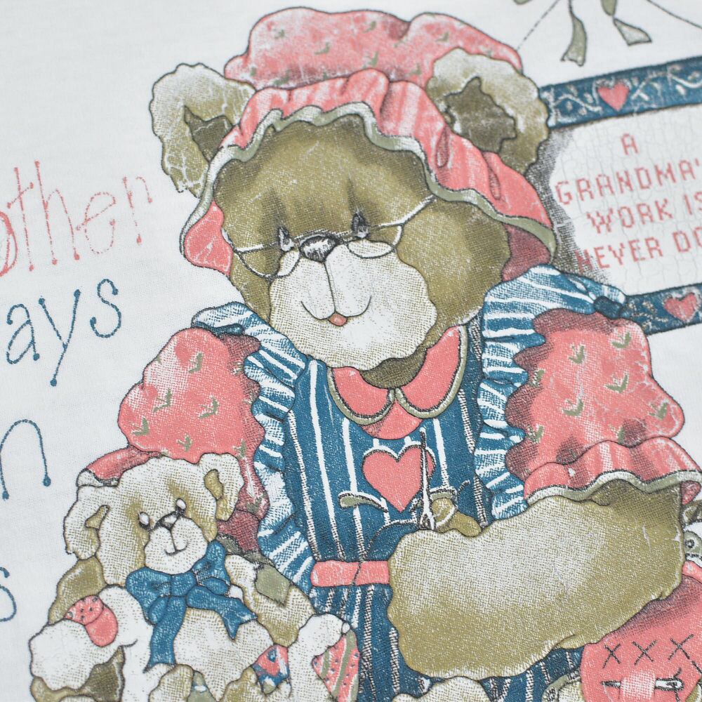 90s アメリカ製 Vintage テディベア お婆ちゃんクマさん プリント T