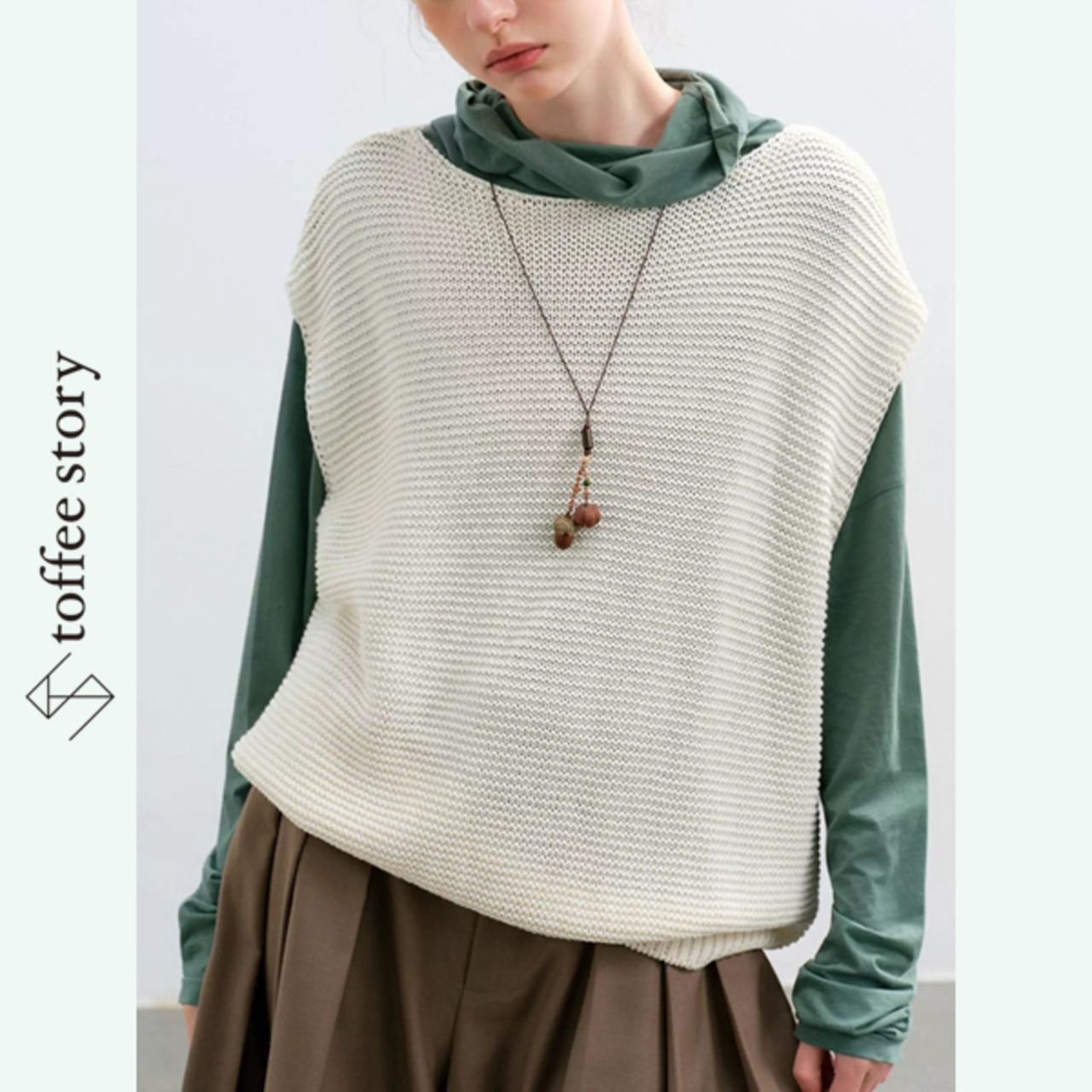 【2color】くたっと柔らか、綿混ベストの秋仕度 《P0246》