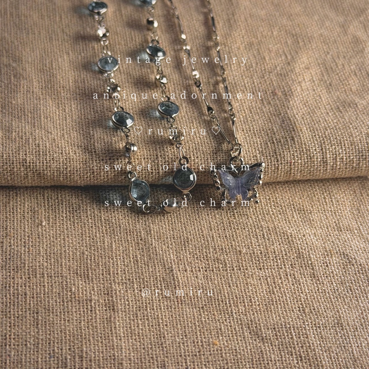 ハンドメイド 透明感ヴィンテージ 蝶々 セット ネックレス - 4