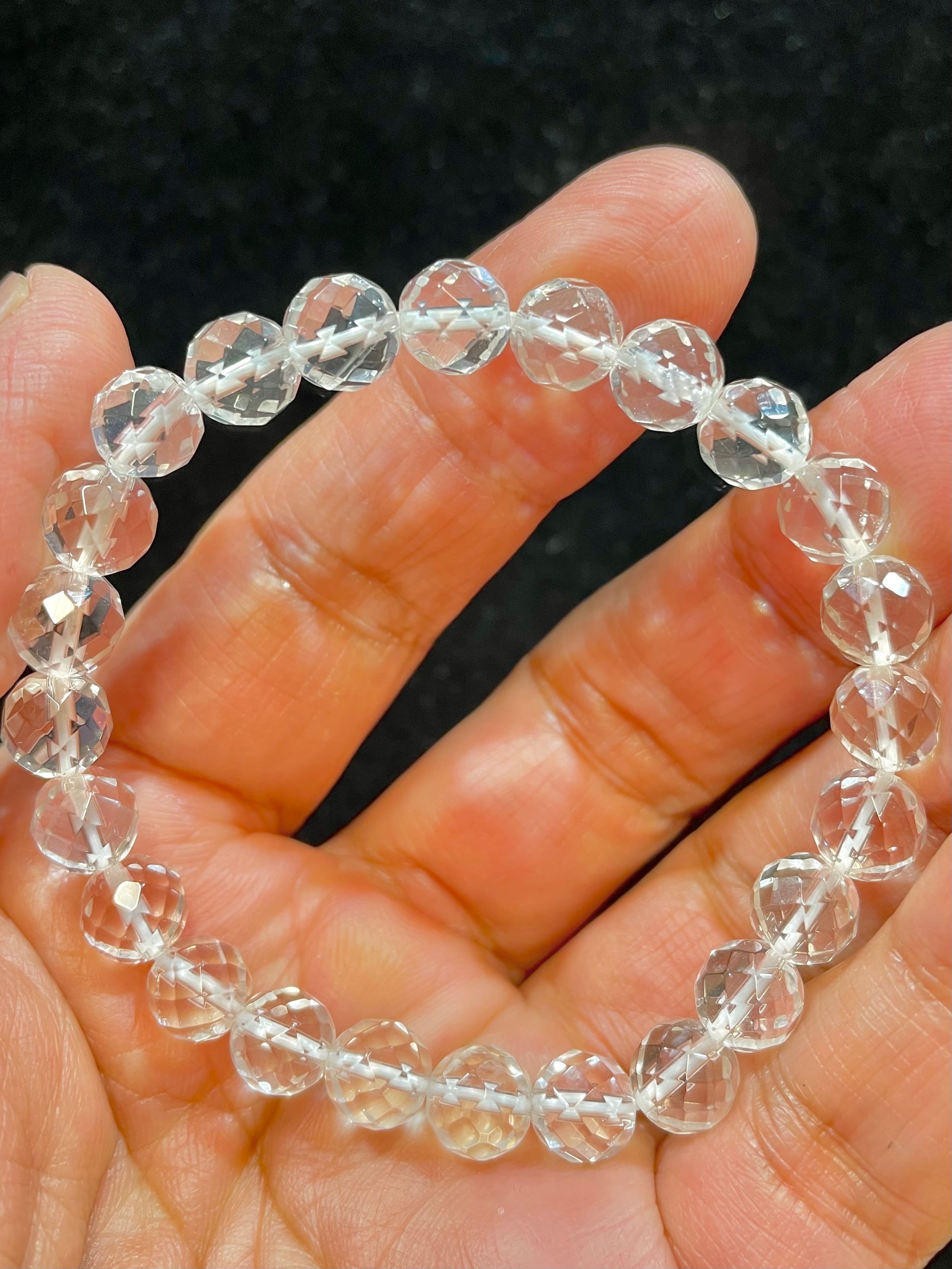 1) 「センティエント・プラズマ」クリスタル・多面ファセットビーズ・ブレスレット8mm