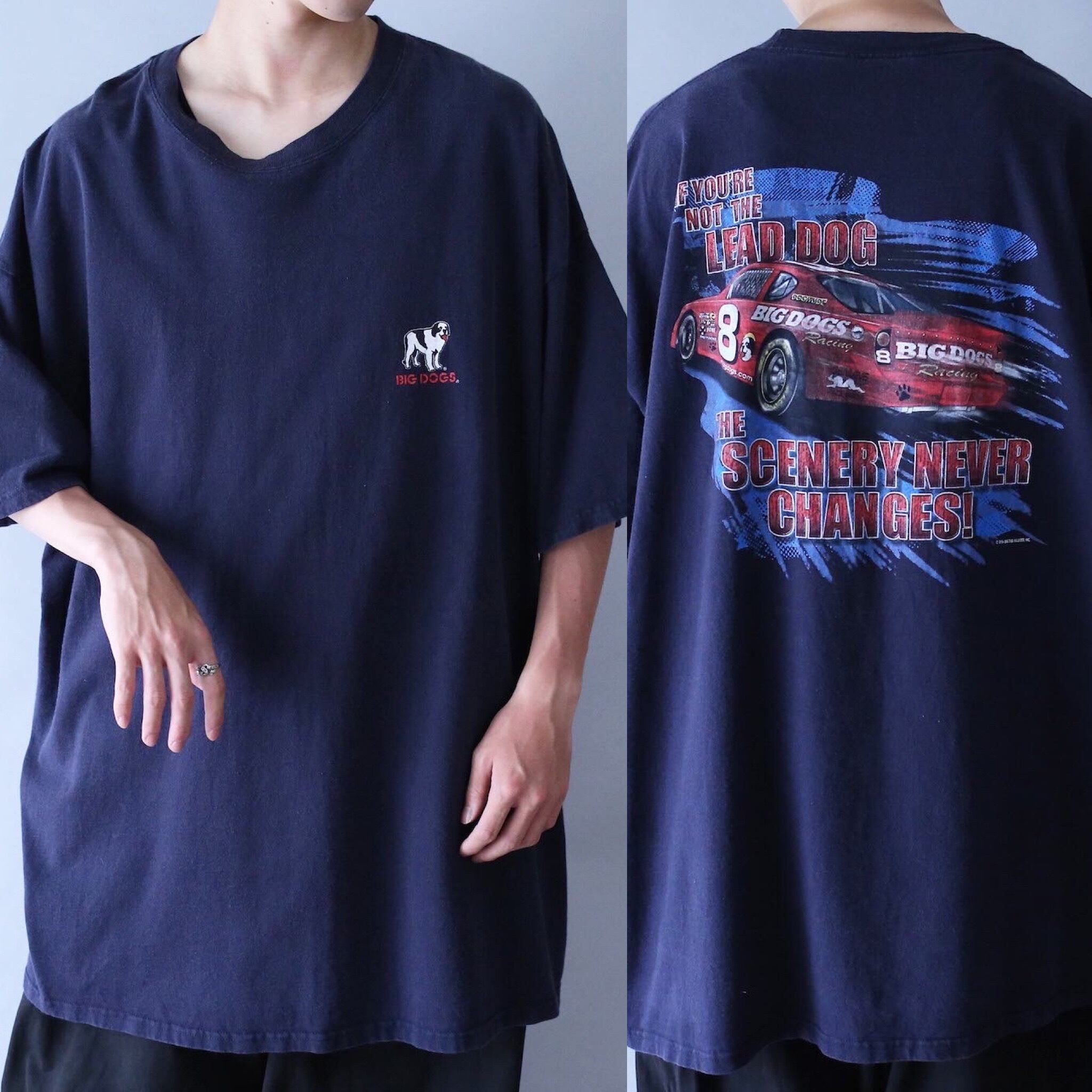 "BIG DOGS" back printed XXX super over silhouette h/s tee