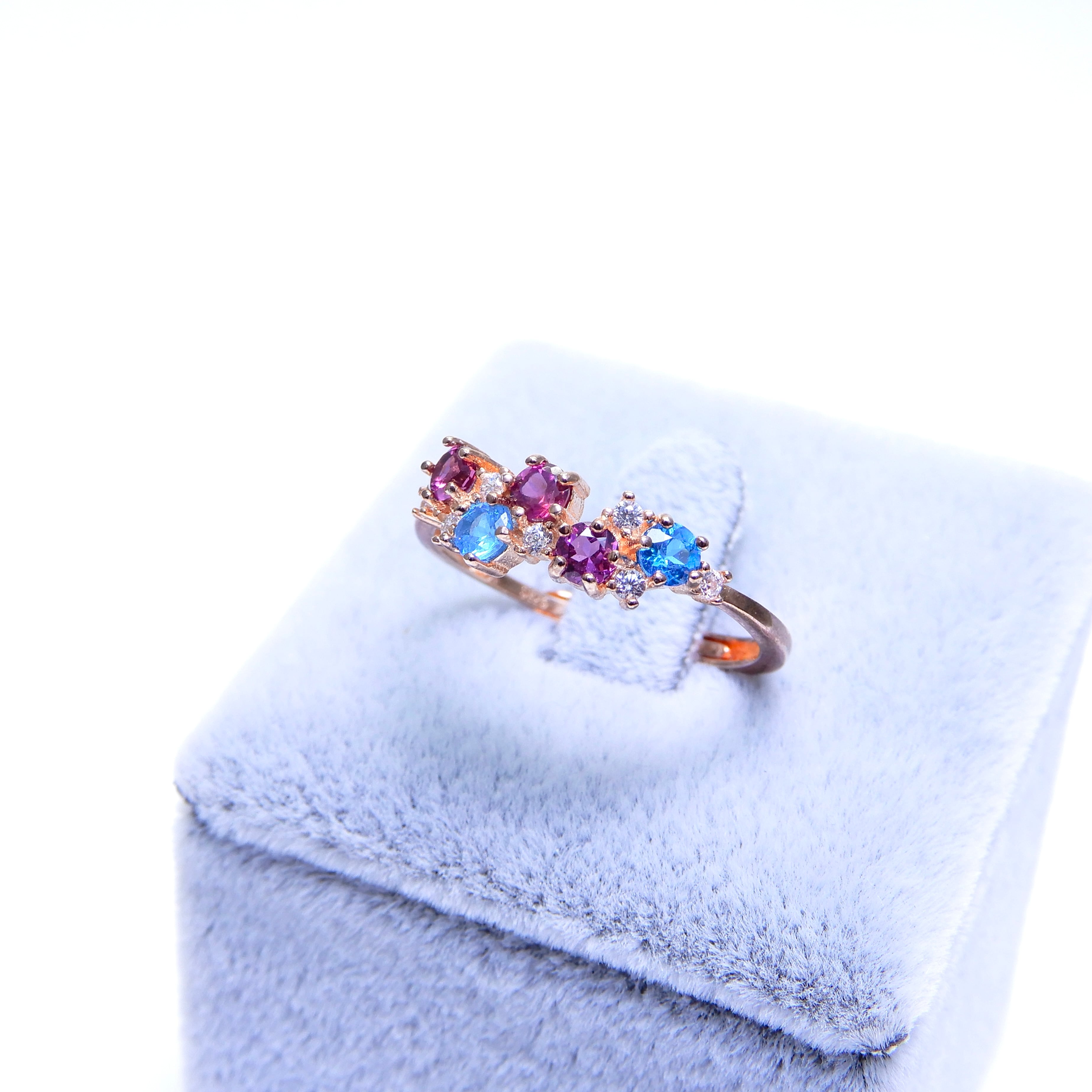 リースRing♦︎ロードライトガーネット・ネオンブルーアパタイト♦︎PGカラー《0104》