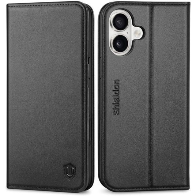 SHIELDON iPhone 16Plus対応ケース 手帳型 本革 あいふぉん 16 プラス スマホカバー カード収納 横置きスタンド機能 マグネット内蔵 TPU素材 衝撃吸収 RFIDブロッキング 全面保護 アイホン 16 Plus 対応 スマホケース 2024年発売 6.7インチ対応 5G ブラック 2727