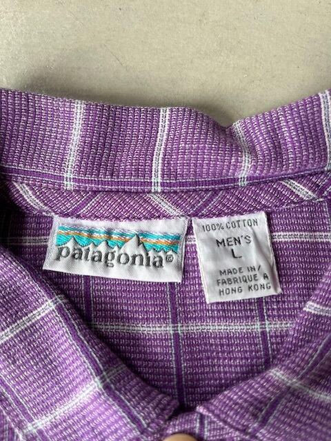 Patagonia パタゴニア 半袖シャツ パープル L パープルL：patagonia パタゴニア チェック プルオーバー 半袖シャツ