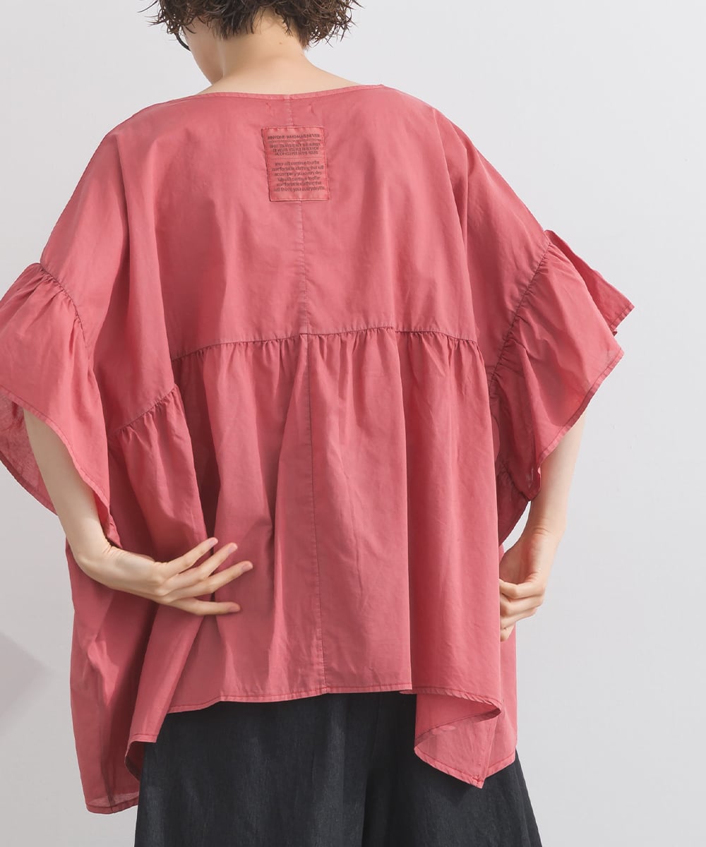 J262045 ピグメント加工フレア袖ブラウス / Pigment Dyed Flare Sleeve